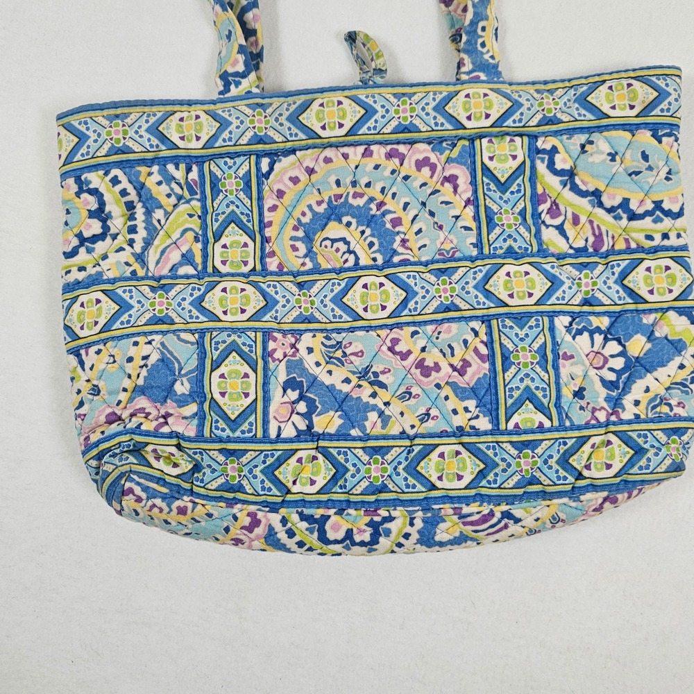 Vera Bradley Mediterranean Blue Quilted Cotton Tote Bag Paisley Toggle Closure - Picture 8 of 9